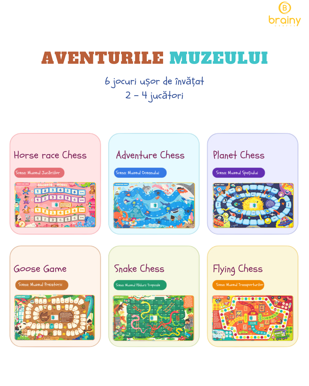 “aventurile muzeului” - carte de jocuri portabilă 6 în 1