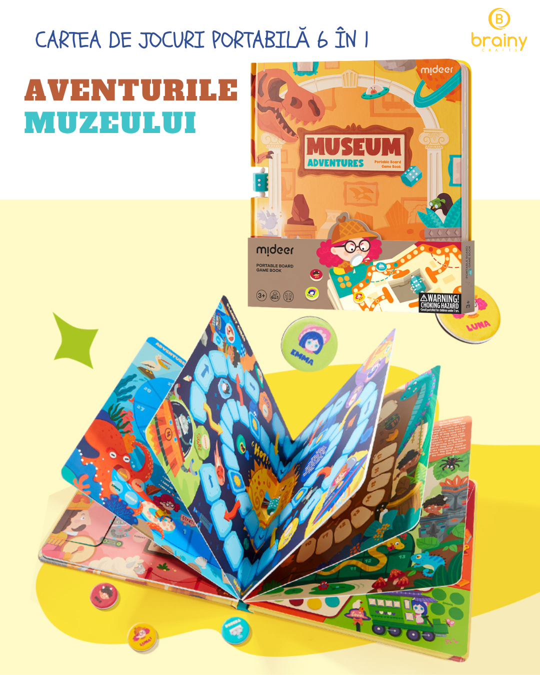 “aventurile muzeului” - carte de jocuri portabilă 6 în 1