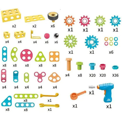 Set de construcție STEM cu 189 piese, jucărie educativă și interactivă cu șuruburi, pentru fete și băieți cu vârstă 3 ani +