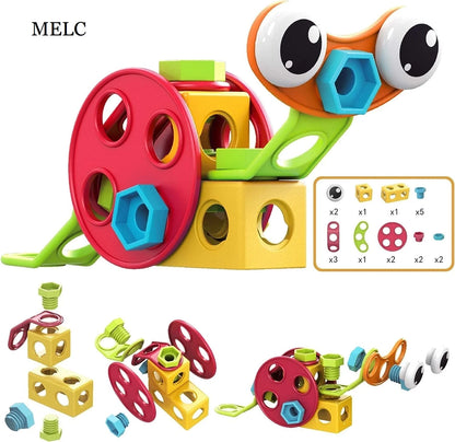 Set de construcție STEM cu 189 piese, jucărie educativă și interactivă cu șuruburi, pentru fete și băieți cu vârstă 3 ani +