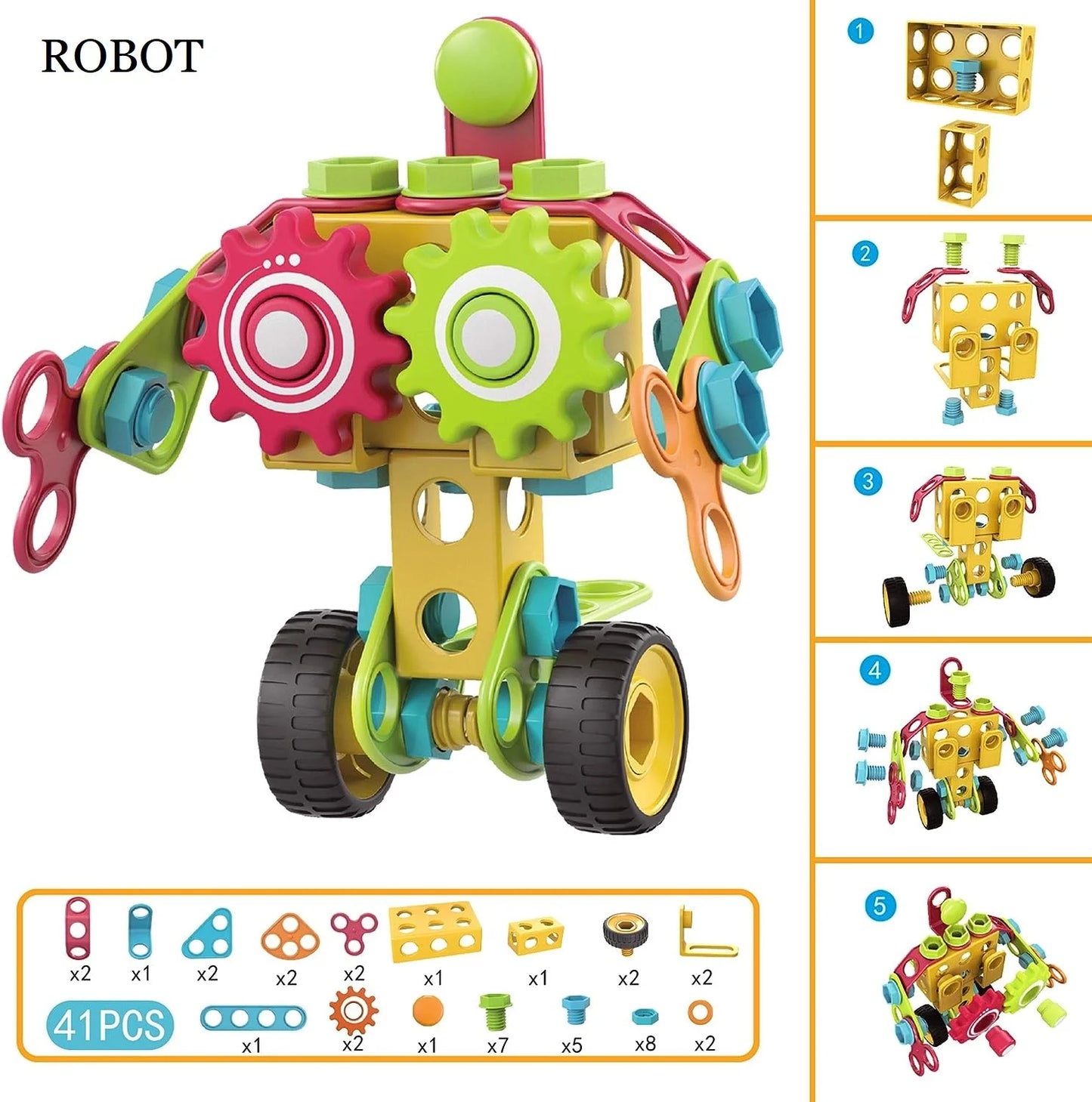 set de construcție stem cu 189 piese, jucărie educativă și interactivă cu șuruburi, pentru fete și băieți cu vârstă 3 ani +