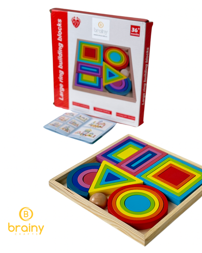 Set de Blocuri Constructive „GeoPuzzle” - Jucărie Educativă din Lemn