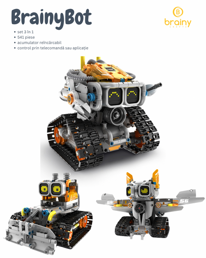 Kit de construcție BrainyBot cu afișaj electronic 3-în-1 RC & App | iM.Master (8056)